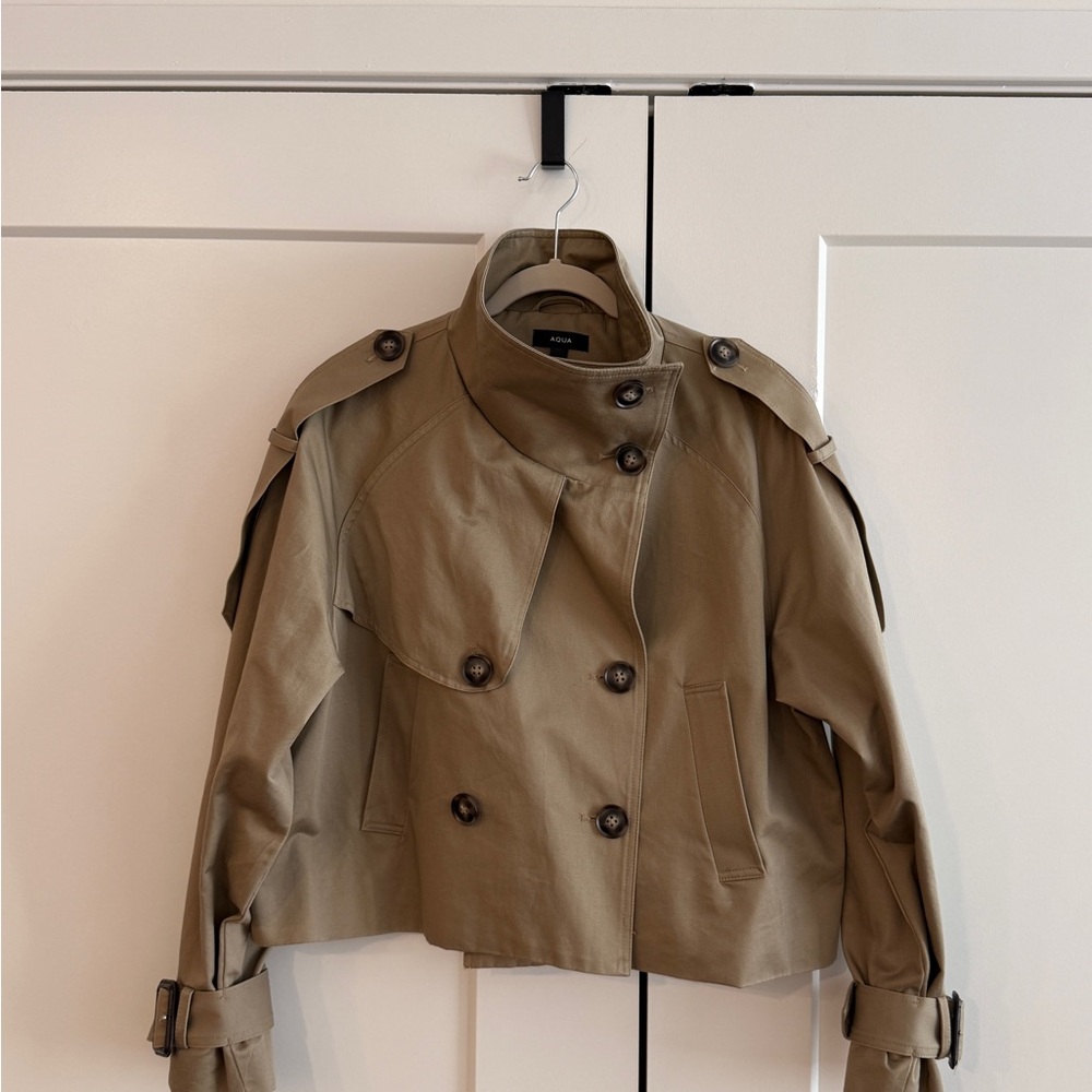 AQUA Cropped Trench Jacket